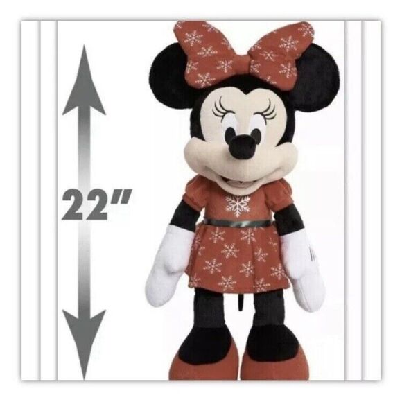 Disney Christmas Minnie Mouse Stuffed Animal 22"Plush Toy 22' Snowflake Dress - Picture 7 of 15